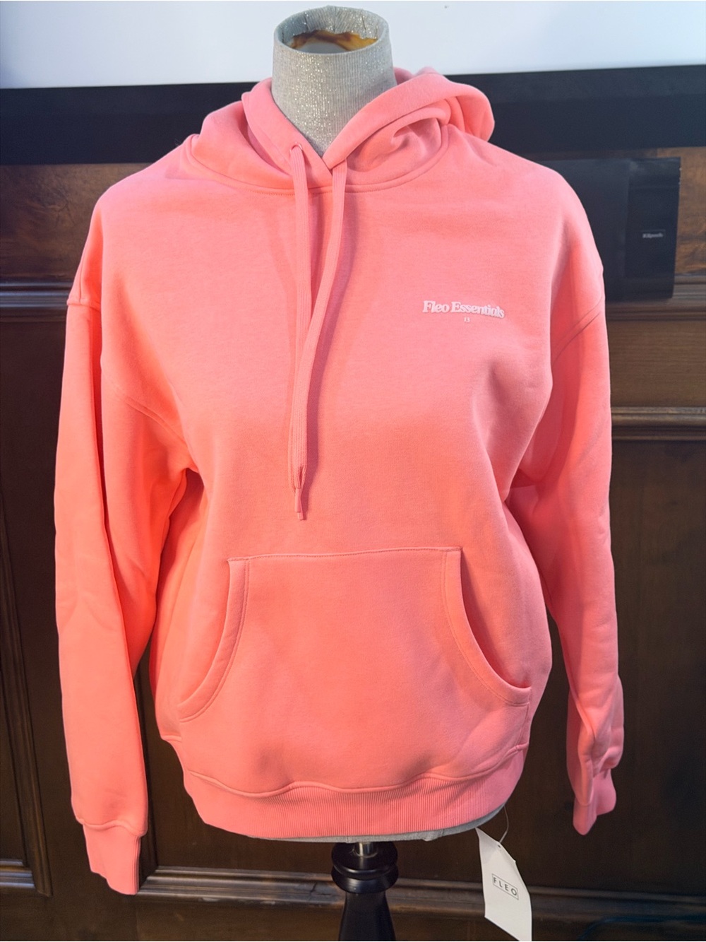 NWT SIZE S PLEO ESSENTIALS OVERSIZED Coral Pink Hoodie Sweatshirt